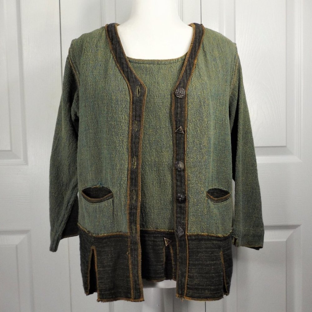 tribe OAK Hand Woven 2 Piece Top & Jacket S - Picture 1 of 15